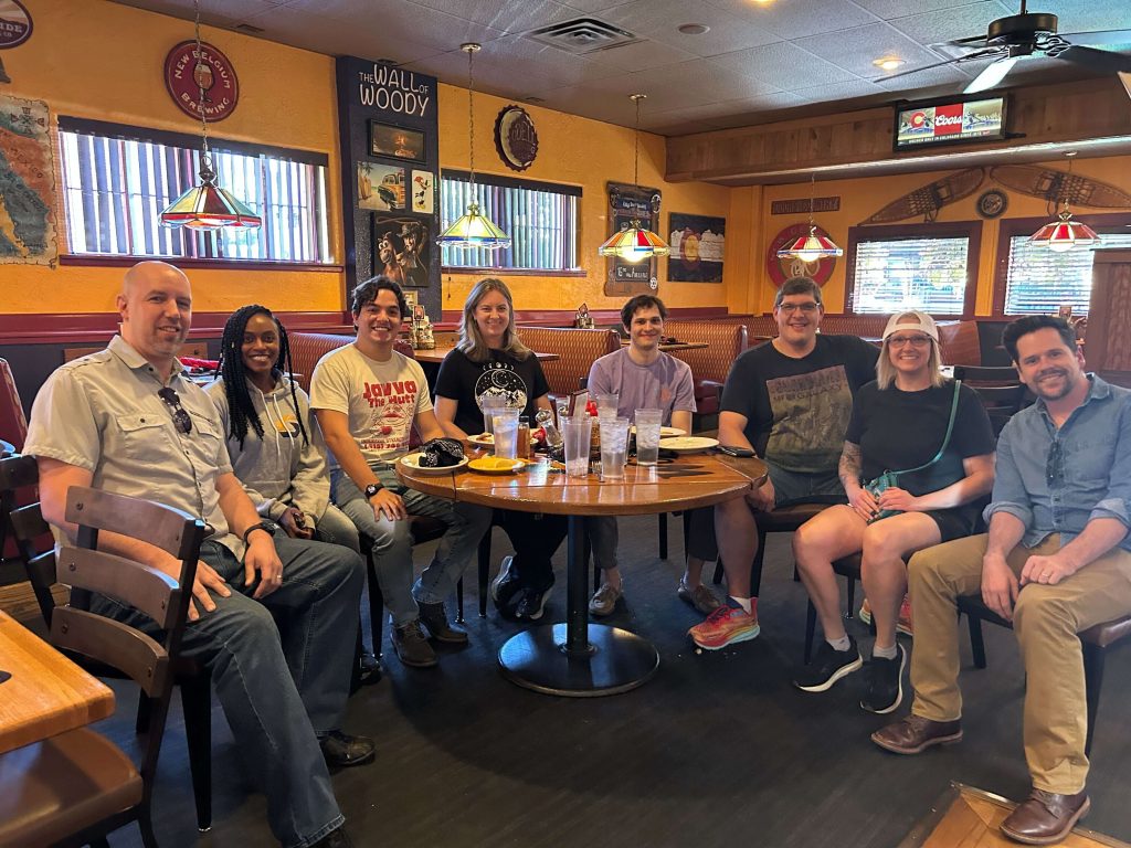 team bonding over food During the All Hands Meeting, our team enjoyed lunches and dinners together.