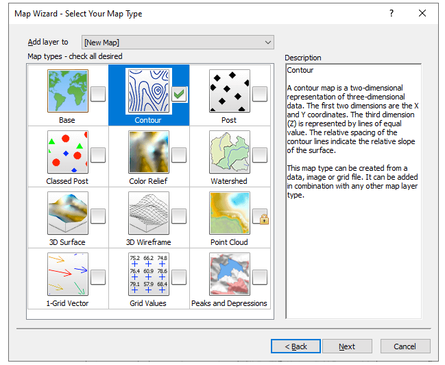 This image highlights the step in the Map Wizard that allows you to choose the map layers for your data visualization.