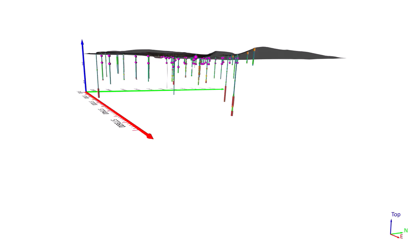 This PFAS model includes a drillhole layer that was created in Surfer.