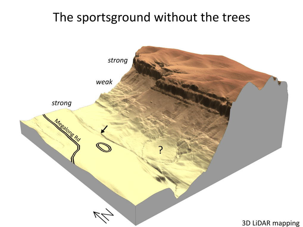 For this visualization, Peter stripped away vegetation with 3D LiDAR mapping to show the valley’s rock layers 