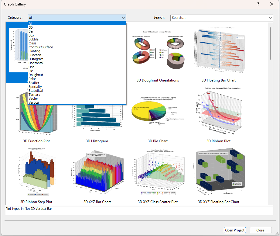 There are many types of graphs and charts in Grapher's Graph Gallery to give you inspiration.